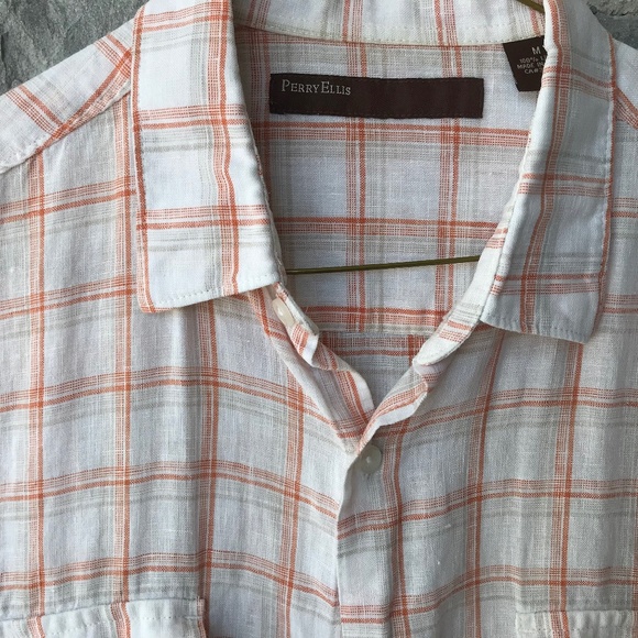 Perry Ellis Men’s Short Sleeve Shirt Linen - Picture 2 of 3